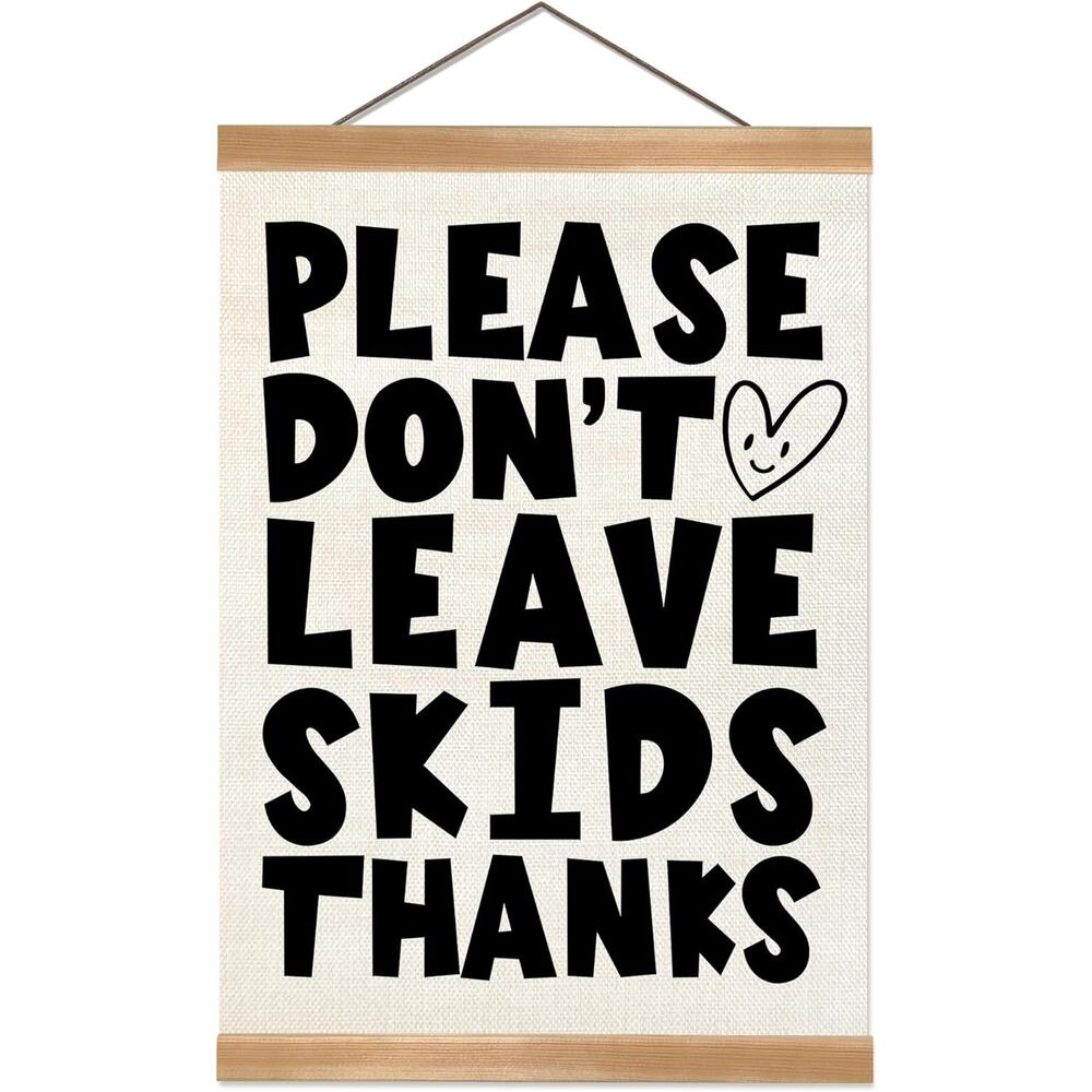 Funny Bathroom Wall Decor Sign Please Don’t Leave Skids Farmhouse Canvas